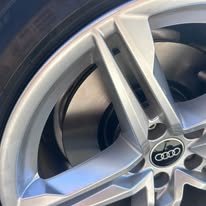 Close-up of a vehicle wheel and tire